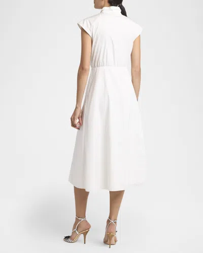 Valentino Broderie Anglaise-trimmed Cotton-poplin Midi Dress In White