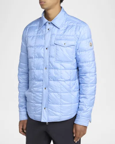 Moncler Cotton Blend Reversible Crescent Down Shirt In White
