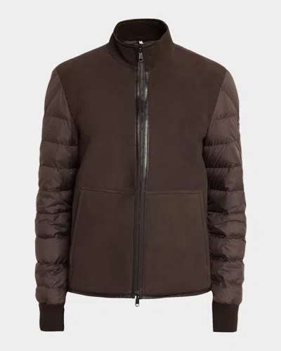 Moncler Reversible Shearling Down Jacket In Brown