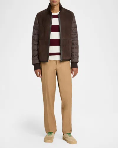 Moncler Reversible Shearling Down Jacket In Brown