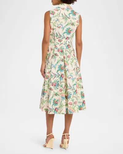Etro Paisley Floral-print Sleeveless Pleated Midi Dress In Multi