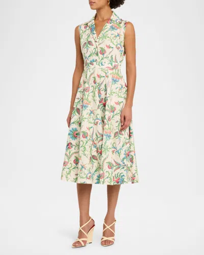 Etro Paisley Floral-print Sleeveless Pleated Midi Dress In Multi
