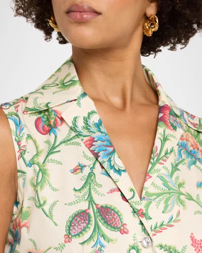 Etro Paisley Floral-print Sleeveless Pleated Midi Dress In Multi