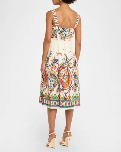 Etro Paisley Floral-print Sleeveless Pleated Midi Dress In Multi