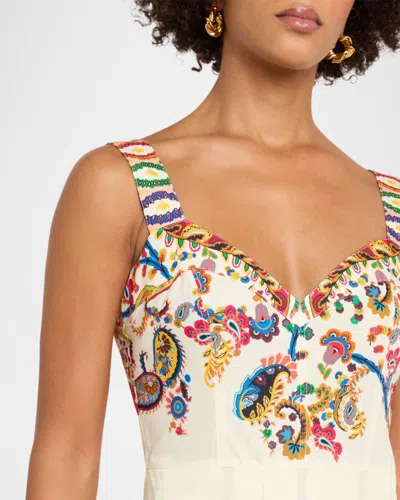 Etro Paisley Floral-print Sleeveless Pleated Midi Dress In Multi