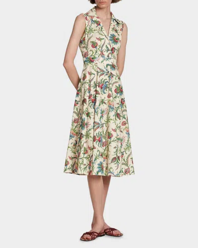 Etro Paisley Floral-print Sleeveless Pleated Midi Dress In Multi