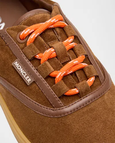 Moncler Luxe Suede Lace-up Sneakers For Women In Brown