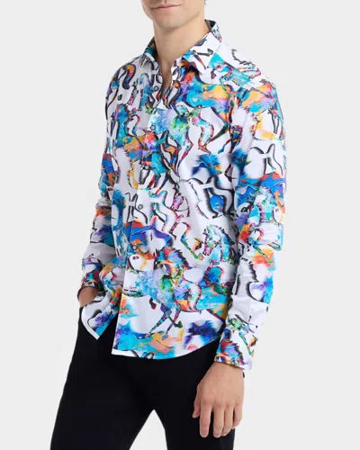 Robert Graham Mane Event Stretch Cotton Button-up Shirt In Multi