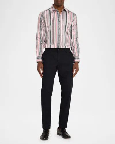 Robert Graham Bramshaw Mixed Stripe Stretch Cotton Button-up Shirt In Pink