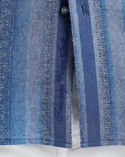 Robert Graham Pembroke Stripe Cotton Short Sleeve Button-up Shirt In Blue