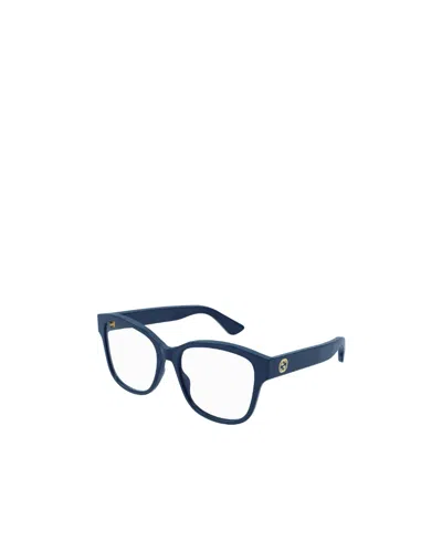 Gucci Eyewear Rectangle Frame Glasses In Blue