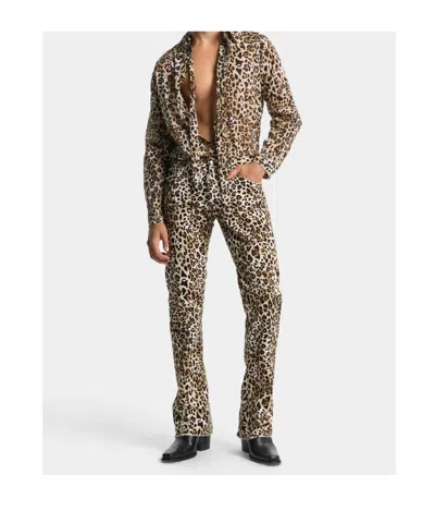 Dsquared2 Leopard-print Five-pockets Jeans In Brown