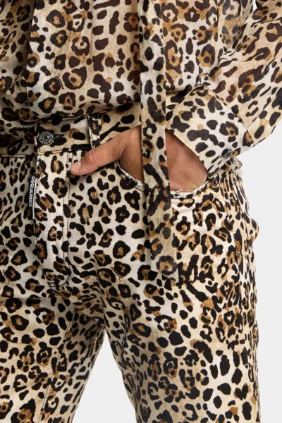 Dsquared2 Leopard-print Five-pockets Jeans In Brown