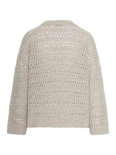 Brunello Cucinelli Micro Sequin Sweater Sweaters And Cardigans Beige In Neutral