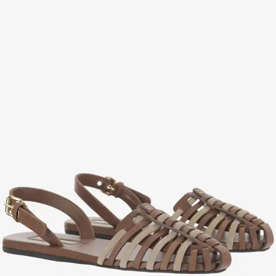 Miu Miu Round-toe Flat Sandals In Multi