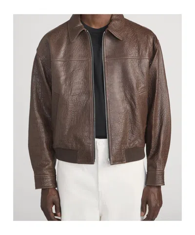 Frame Leather Bomber Jacket In Brown