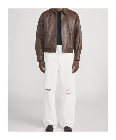 Frame Leather Bomber Jacket In Brown