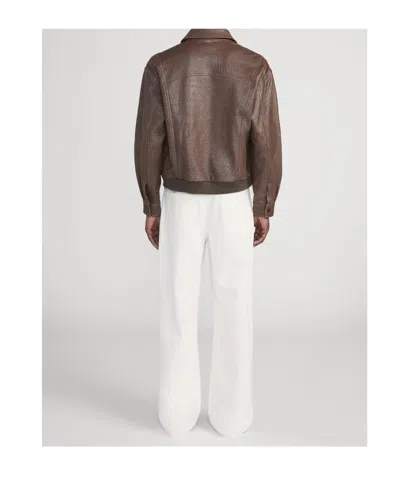 Frame Leather Bomber Jacket In Brown