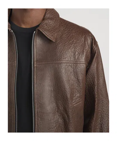 Frame Leather Bomber Jacket In Brown
