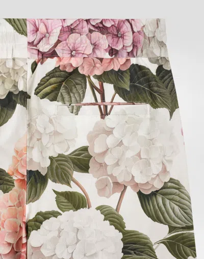 Dolce & Gabbana Hydrangea-print Poplin Trousers In White