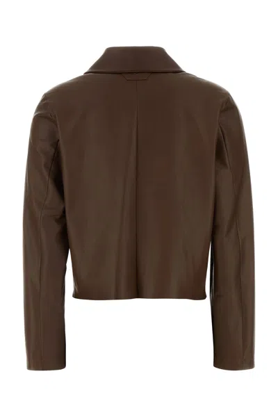 Santoro Buttoned Leather Jacket In Brown