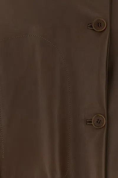 Santoro Buttoned Leather Jacket In Brown