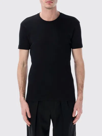 Tom Ford Crewneck T-shirt With Logo Embroidery On The Front And Perforated Design In Cotton Man In Black