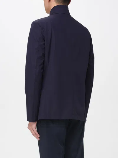 Fay Stretch Nylon Jacket High Collar Buckle In Blue