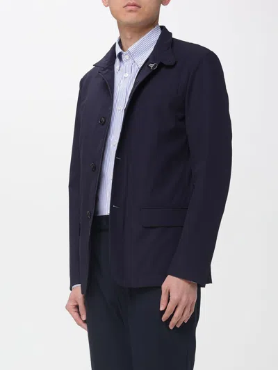 Fay Stretch Nylon Jacket High Collar Buckle In Blue