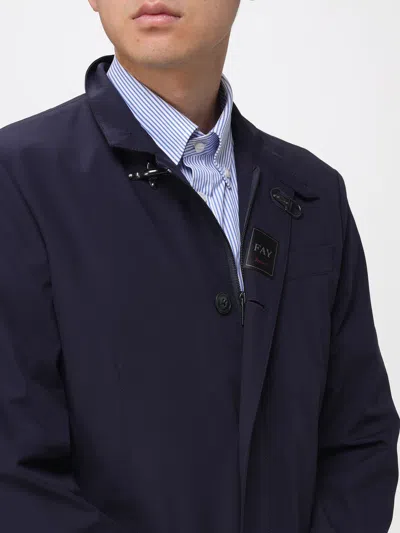 Fay Stretch Nylon Jacket High Collar Buckle In Blue