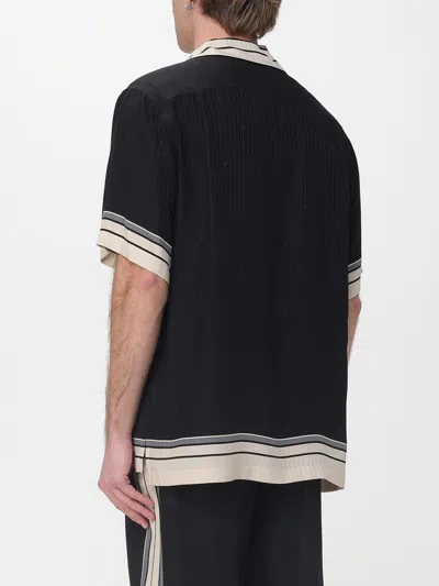Dolce & Gabbana Men Hawaii Shirt With Logo And Striped Print In Black