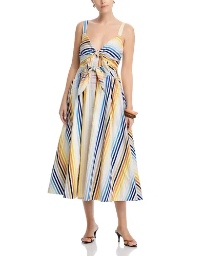 Toccin Wren Double Tie-front Midi Cotton Dress In Animal Print