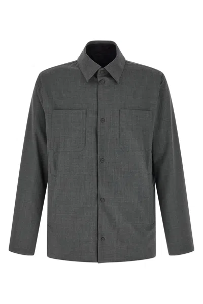 Herno Reversible Patch-pocket Overshirt In Gray