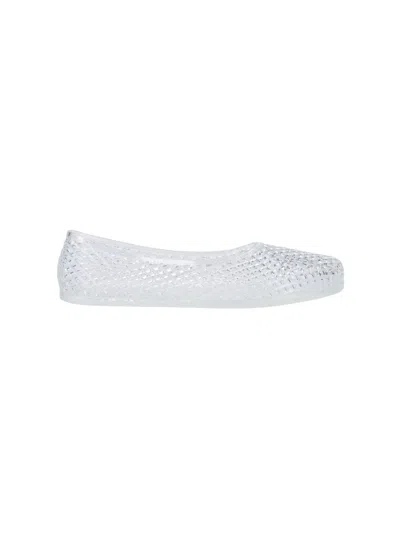 Ancient Greek Sandals Mesh Ballerina Flats Transparent Rubber Design In Transparent