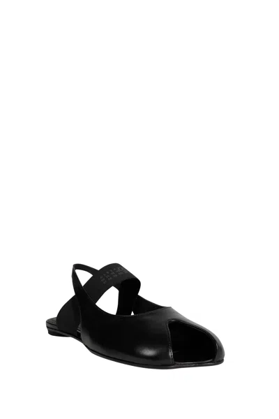 Mm6 Maison Margiela Logo Detailed Open-toe Slingback Sandals In Black