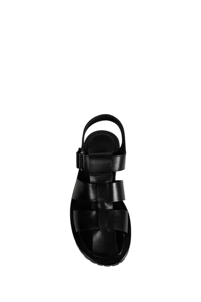 Studio Nicholson Black Calf Leather Micro Rubber Sandals In Black