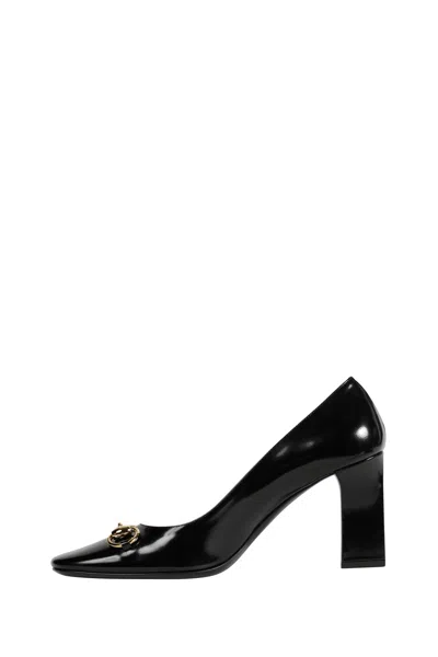Gucci Signora Pumps Block Heel Gold Tone Hardware In Black