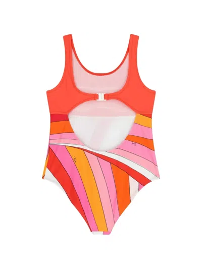 Pucci Junior Open-back Printed Swimsuit In Multi