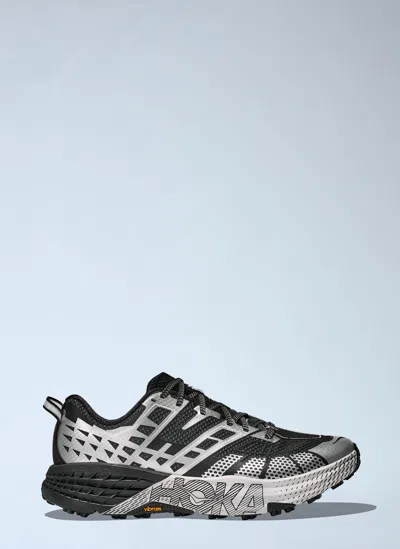 Hoka U Speedgoat 2ts Black Low Top Sneakers With Printed Laces And Logo Lettering On The Side In Tech Fab