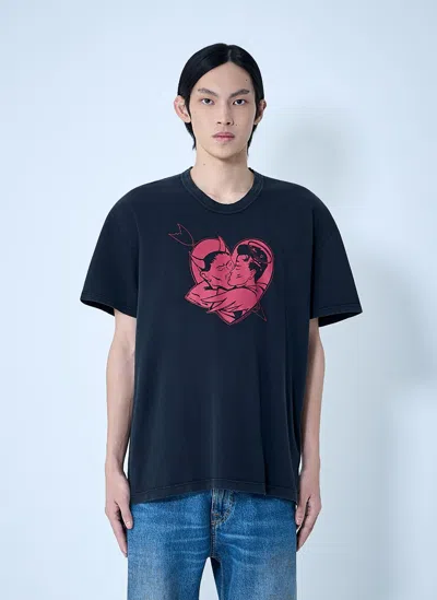 Our Legacy Mens Love Story Print Loose Love Graphic-print Cotton T-shirt In Blue