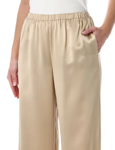 By Malene Birger Cabello Wide Leg Satin Trousers In Neutral