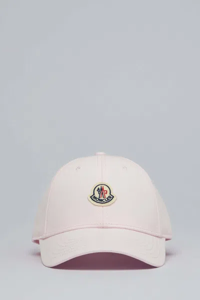Moncler Gabardine Baseball Cap With Logo Patch In Pink