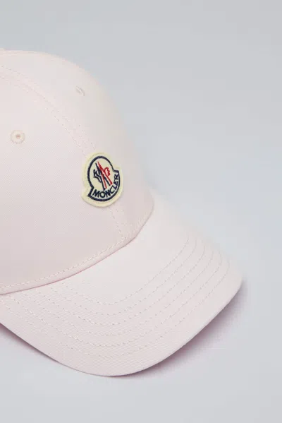 Moncler Gabardine Baseball Cap With Logo Patch In Pink