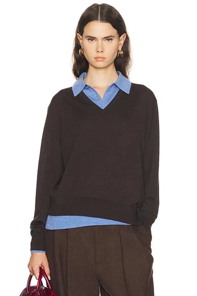 Acne Studios Womens Brown Blue Kascha Layered Wool Jumper