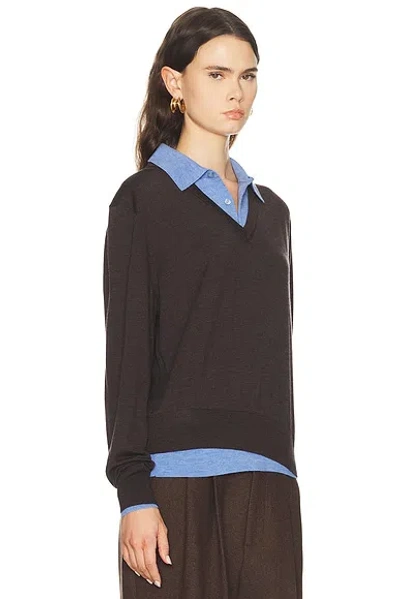 Acne Studios Womens Brown Blue Kascha Layered Wool Jumper