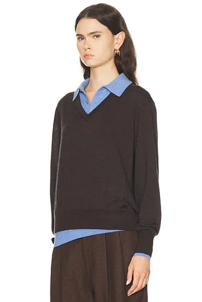 Acne Studios Womens Brown Blue Kascha Layered Wool Jumper