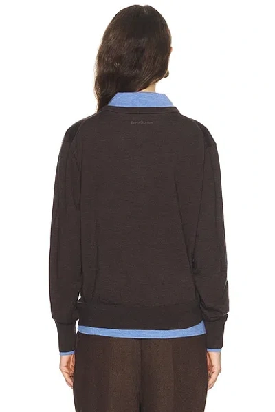 Acne Studios Womens Brown Blue Kascha Layered Wool Jumper