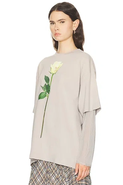 Acne Studios Women Cotton T-shirt With A Floral Print With A Contrasting Logo In Multi