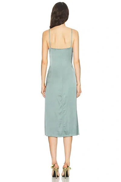 Acne Studios Satin Midi Dress With Lace Inserts In Blue