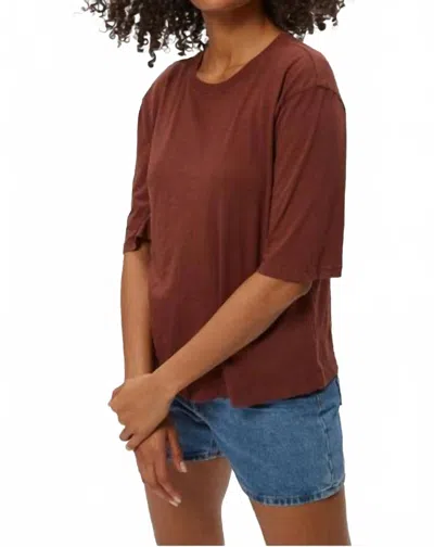 Michael Stars Reid Slub Oversize Crewneck Tee In Espresso In Brown